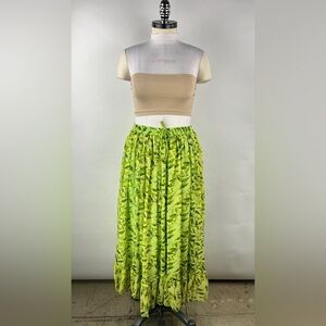 💚 3469. Maxi Leaf Print Drawstring Skirt
